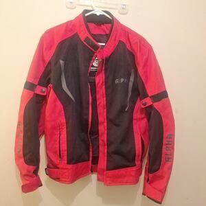 ALPHA Cycle Gear Motorcycle Gear Hi Vis Red Black Safety Protection Size S